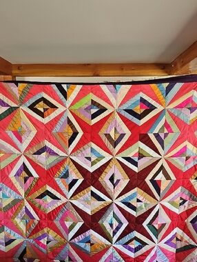 Colorful Geometric Star Patchwork Throw